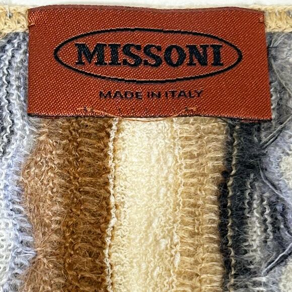 Missoni Orange Label Wool Multicolor Zig Zag Scarf - Picture 3 of 3